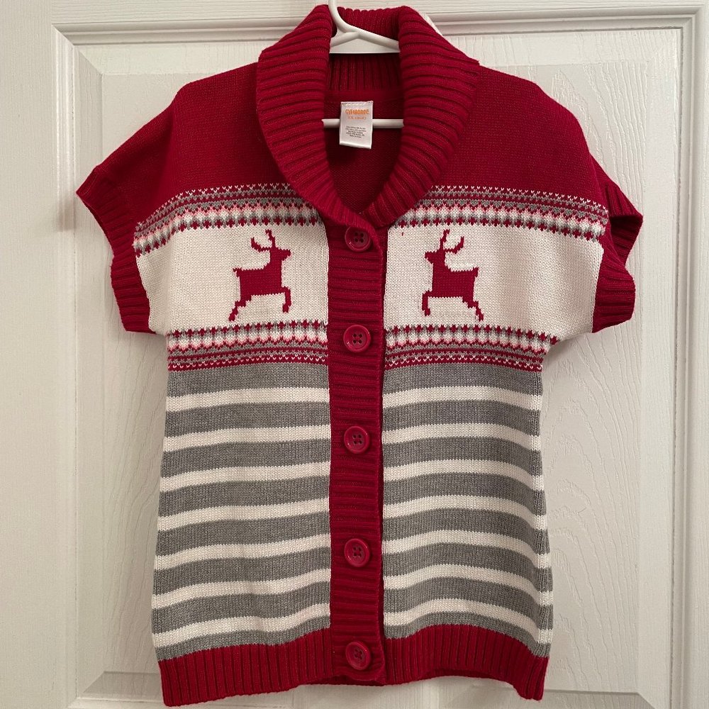 Gymboree Reindeer Fair Isle Nordic Cardigan Knit Sweater Size XS 3-4
